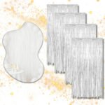 Kit 4 Cortina Metalizada Festa Fita Decoração Painel Franja Branco