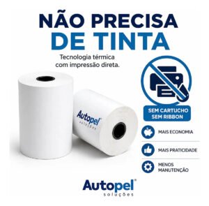 Autopel Caixa 30 Unidades Bobinas 80×40 40 metros Térmica Branco 44 g