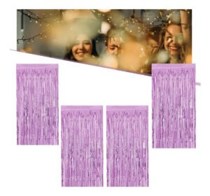 Kit 4 Cortinas Metálicas Lilás Henrylux Decoração Festa 1x2m