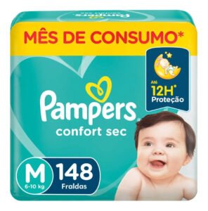 Fralda Pampers Confort Sec Jumbo Plus M Com 148un