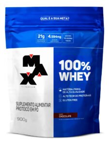 Whey Concentrado Proteína 100% Whey Protein 900g Max Titanium Sabor Chocolate