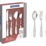 Conjunto de talheres de aço inoxidável Laguna com facas de prata