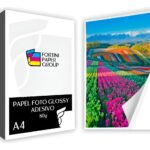 60 Fls Papel Fotográfico Adesivo 80g Glossy Prova D’água Branco