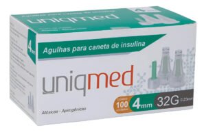 Agulha UniqMed Caneta Insulina 4mm Compatível Ozempic Victoza Saxenda