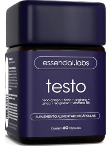 TESTO ESSENCIAL – Fórmula Exclusiva com Feno Grego + Boro + Arginina + ZMA + Vitamina B6 – Precursor da Testosterona – 60 cápsulas