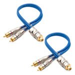 2 Cabos Y Rca Blindado Techone 2 Machos Azul Blindados