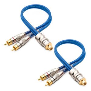 2 Cabos Y Rca Blindado Techone 2 Machos Azul Blindados