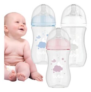 Mamadeira Infantil Anticólica Bico Silicone 270ml Buba Nuvem Cor Branco