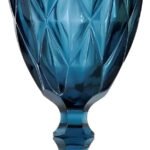Jogo Taças Água Vidro Azul 330ml Diamante 6 Peças Class Home