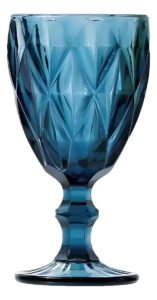 Jogo Taças Água Vidro Azul 330ml Diamante 6 Peças Class Home