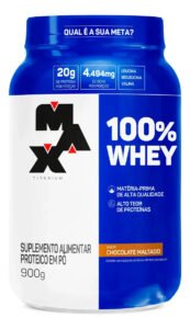 Whey 100% Whey Concentrado Pote 900g Max Titanium Sabor Chocolate maltado