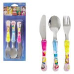 Conjunto Talheres Infantil Simonaggio Disney Personagens Princesas 3 Peças