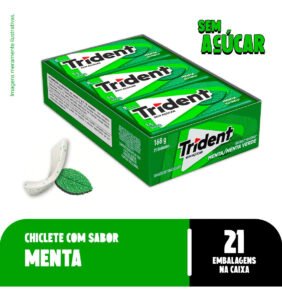 Chiclete Trident Menta Sem Açúcar – Caixa Com 21 Unid. De 8g