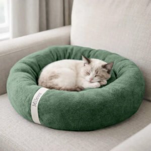Cama De Gato Caminha Nuvem Ninho Pet Soft Redonda 50x50cm Cor Verde