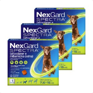 NexGard Spectra 3 Comprimidos Para Cães 7,6 A 15kg Pulgas Carrapatos Vermes
