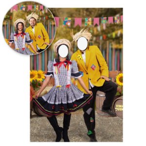 Painel Para Fotos Festa Junina Casal Caipira Vazado Interativo Sublimado Retangular 1,50×2,20m Criatema