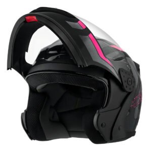 Capacete Robocop Escamoteável Fechado Mixs Gladiator Delta S Cor Cinza Rosa Brilhante Tamanho do capacete 58