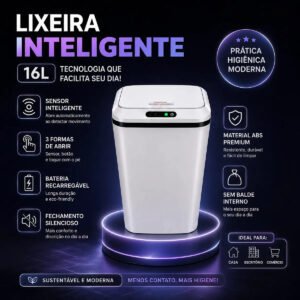 Lixeira Automática Sensor Inteligente Recarregável USB para Escritório e Casa