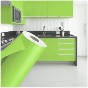 Papel De Parede Adesivo Autocolante Lavável Vinílico Envelopamento Móveis Rolo 10 Metros X 45cm Cor Verde Limão Acetinado