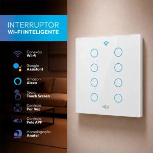 Interruptor Inteligente Smart Wi-fi 2.4 GHz Alexa google 8 Botões 4×4 Bivolt Branco Cod: 291990455 Neo Avant