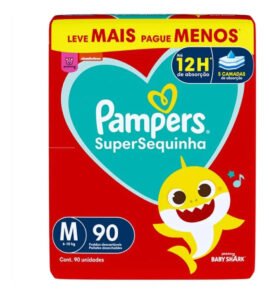 Fralda Descartável Pampers Supersequinha, Tamanho M 90 Unidades