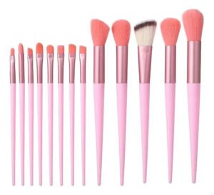 Conjunto de 13 pincéis de maquiagem profissionais Conjunto de pincéis rosa
