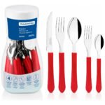 Faqueiro/Cozinha Tramontina Leme Aço Inox 20 Peças Vermelho