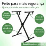 Suporte X para Teclado Musical TX Music Dobrável em Aço com Regulagem de Altura