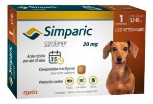 Antiparasitário Zoetis Simparic Cães 5.1 A 10kg 20mg 1 Comprimido