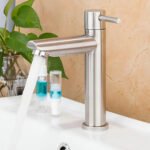 Torneira Baixa Pia Banheiro Lavabo Inox Aço Escovado Bancada Acabamento Fosco Cor Prateado – Camperluz