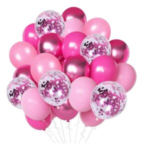 Kit 30 Un Balão Metalizado Bexiga No9 Festa Aniversário Cor Fúcsia Liso