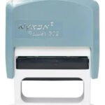 Carimbo Automatico Personalizado Com Seu Texto Ou Desenho Tinta Preto Exterior Azul-pastel