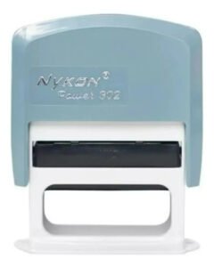 Carimbo Automatico Personalizado Com Seu Texto Ou Desenho Tinta Preto Exterior Azul-pastel