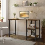 Mesa Escrivaninha Mesa Office Estudo Estilo Industrial Cor Preto Imbuia 1,10m KLM