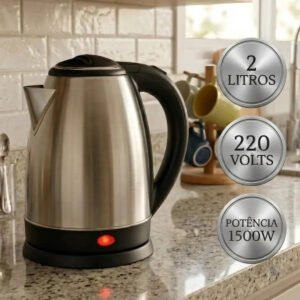 Chaleira Elétrica Inox 2 Litros 1500w Jarra Desligamento Automático Aquecimento Rápido Bule Pítia