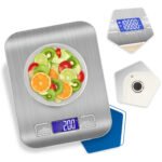 Balança Digital Cozinha Fitness Inox 10kg Alimentos Visor Grande Alta Precisão Pesar Dieta Portátil Profissional E Domestico Confeitaria Nutricional Ingredientes Foods Comida Prateada Pilha Nixzen