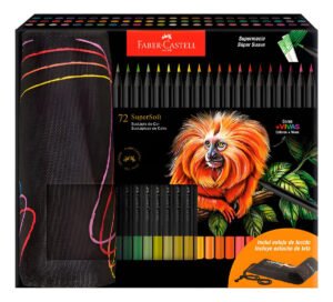 Lápis De Cor Écolapis Faber-Castell Supersoft 72 Cores Vivas + Estojo de Tecido