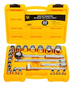 Kit Jogo De Soquetes 1/2 Polegadas Com Maleta Completo Cromado