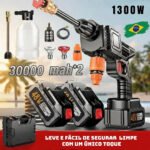 Lavadora de Alta Pressão Portátil Recarregável Maleta 2 Baterias Preto