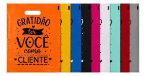 Kit 50 Sacolas Gratidão 30×40 Boca De Palhaço Personalizada Cor Laranja