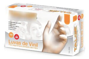 Luvas Descartáveis Vinil sem pó Hipoalergênicas Talge M 100 Unidades Transparente