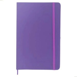 Caderneta Anotação A5 Executiva Tipo Moleskine Emborrachada Cor Roxa com Pauta