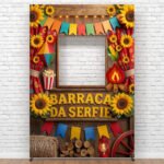 Painel Festa Junina 3d Interativo Retangular Em Tecido Sublimado Barraca Da Serfie 1,50×2,20m Criatema
