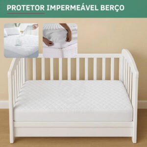 Capa Colchão Berço Padrão Protetor Resistente A Líquidos Matelado Toque Macio Suave E Confortável Cor Branco