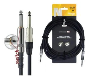 Cabo de plugue Neutrik Professional de 3 m com interruptor de baixo