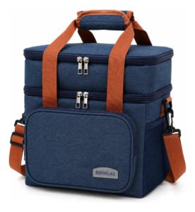 Bolsa Termica Marmita Lancheira Grande Alça Ombro Trabalho Academia Passeio Azul