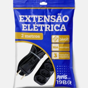 Extensão Elétrica 2 Metros Preto 3 Tomada Tripolar
