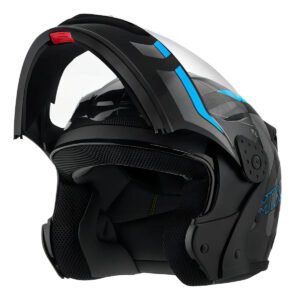 Capacete Robocop Escamoteável Fechado Mixs Gladiator Delta S Cor Cinza/azul brilhante Tamanho do capacete 58