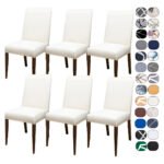 Kit 6 Capa Cadeira Jantar Tecido Importado Spandex Mais Resistente Elástico Cor Palha