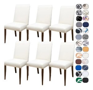 Kit 6 Capa Cadeira Jantar Tecido Importado Spandex Mais Resistente Elástico Cor Palha